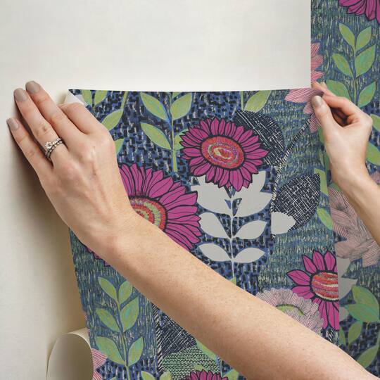 RoomMates Tamara Day Blue Botanical Garden Peel & Stick Wallpaper